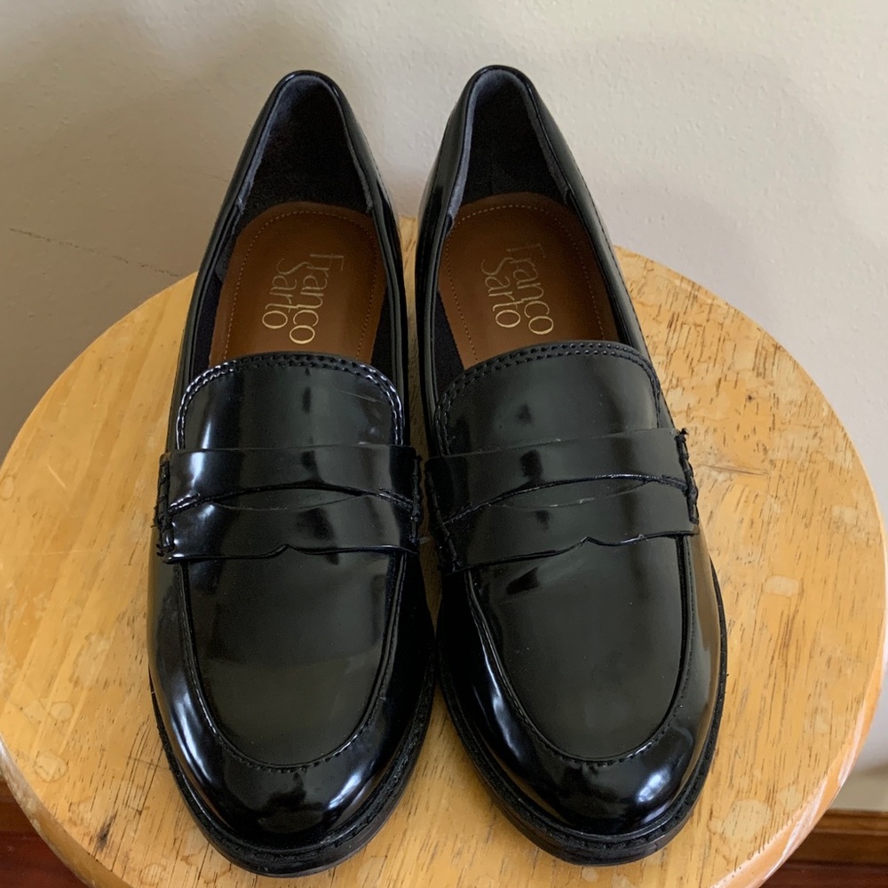 Franco Sarto black Leather Loafers size 6